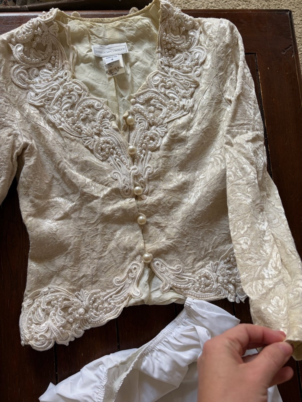 Vintage Jessica McClintock Cream/Ivory Pearl Blazer